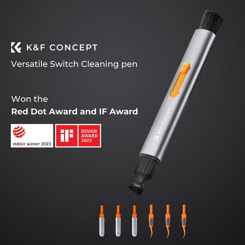 K&F Concept Multifunctional Lens Cleaning Kit, Aluminium Alloy Lens Cleaning Pen*1 + Airpods Stripper*3 + Flocking Sponge*3 for Bluetooth Earphone...