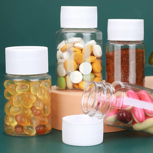 Othmro 10Pcs 5ml Plastic Bottles, Lab Cylindrical Chemical Reagent Bottle, Wide Mouth Laboratory Reagent Bottle, Sample Sealing Liquid Storage Con...