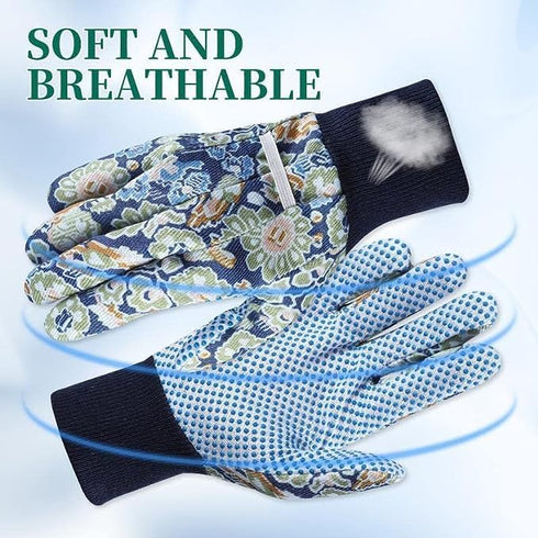 2 Pairs Gardening Gloves For Women, Ladies Gardening Gloves Floral Garden Gloves With Elastic Cuffs And Non-Slip For Yard, Fishing, Camping...