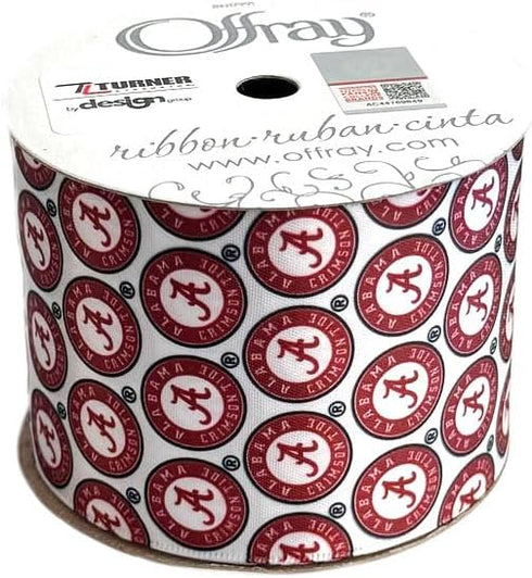 2.5" Alabama Ribbon, Licensed by Offray Ribbon - Officially Licensed (Red - 5 Yards (15 Feet))...