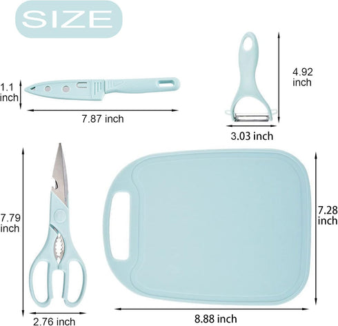 Magicorange Travel Cutting Board Set, 3 Pcs Portable Mini Camping Plastic Cutting Board Set & Stainless Steel Knife with Sheath, Fruits & Vegetabl...