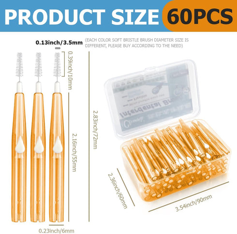 60PCS Soft Toothpick Refill Interdental Brush Push-Pull Type Tooth Cleaning Tool Tooth Flossing Head Oral Dental Hygiene Brush for Braces...