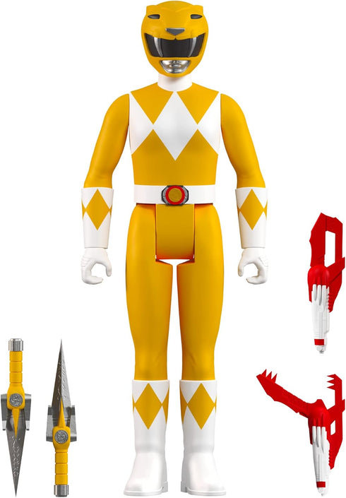 Super7 Mighty Morphin Power Rangers Yellow Ranger - 3.75" Power Rangers Action Figure with Accessories Classic TV Show Collectibles and Retro Toys...