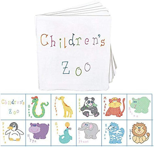 Jack Dempsey Stamped Cloth Nursery Books, 8-Inch by 8-Inch, 12 Pages, Children's Zoo......