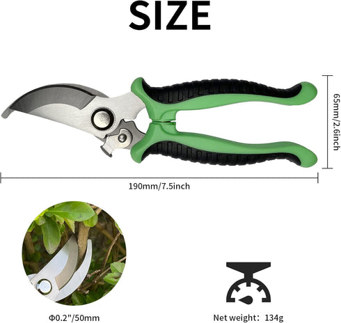 Garden Pruning Shears, Premium Multi-Function Antiskid Stainless Steel Floral Shears, Garden Clippers Hand Tools for Cutting and Trimming Bonsai, ...