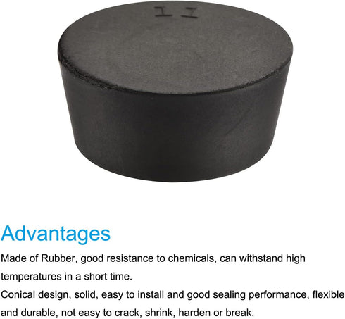 MECCANIXITY Rubber Tapered Plug 48mm to 56mm Solid Test Tubes Bungs Stopper Black for Lab Home 5 Pieces...