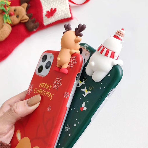 Christmas Case for iPhone 15 Pro Max, Merry Christmas 3D Cute Snowman Santa/Elk Antlers Deer Soft Silicone TPU Shockproof Protective Case for Wome...