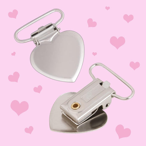 Marrywindix 20pcs Silver Suspender Clips Heart Shaped Metal Holder Clips Sheet Fasteners Clips Suspenders Holder for Mattress Pad Cover Sofa Cushi...