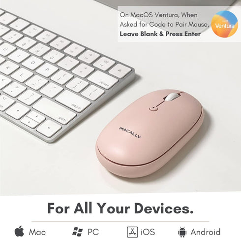 Macally Wireless Bluetooth Mouse - Strong Connection - Quiet, Comfortable, Rechargeable Mouse for Macbook Air/Pro, Mac, iMac, Apple iPad - Wireles...