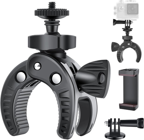 UTEBIT Bike Camera Mount with 1/4" Screw Bicycle Camera Clamp for Bike,Motorcycle, Gopro,Electric Vehicles,360° Rotation Handlebar Action Camera S...
