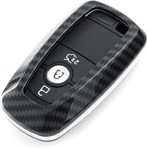 iJDMTOY Exact Fit Black Glossy Carbon Fiber Finish Key Fob Shell Compatible with Ford 2018-up Mustang F150 F250 Bronco Explorer Expedition Keyless...