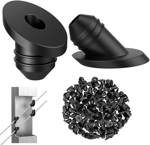 50 Pcs Cable Railing Rubber Grommets,45 Degree Angle Beveled Protector Sleeves,Cable Railing Protective Sleeves for 1/8" 5/32" 3/16" Cables for Me...
