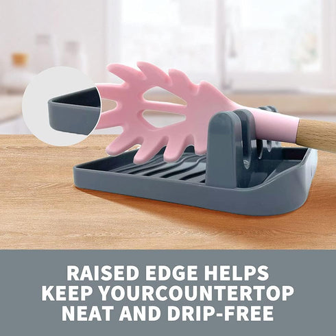2 Pack Multiple Utensil Spoon Rest with Drip Pad Non-Slip Heat Resistant Kitchen and Grill Spoon Holder for Spatula, Ladle, Tongs, Kitchen Gadgets...