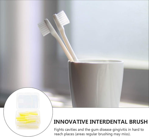 EXCEART 40pcs Interdental Picks Dental Brush Picks Dental Floss Interdental Cleaners Yellow 0.4mm...