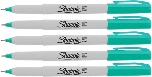 SHARPIE Permanent Markers, Ultra Fine Point, 5-Count (AQUA)...