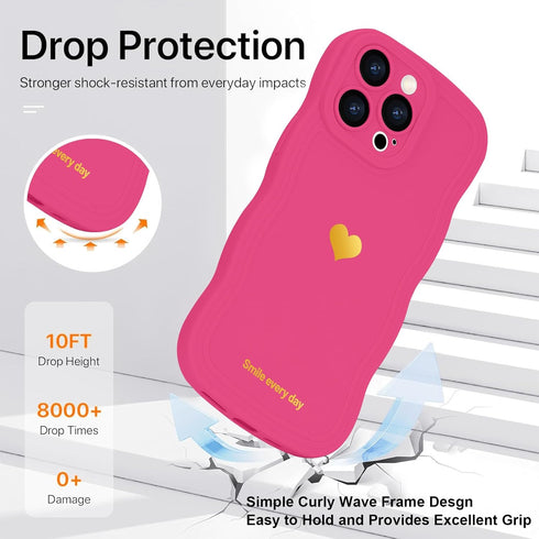 for iPhone 13 Pro Case Cute Heart Simple Wave Frame Case Aesthetic Design Solid Color Girls Women TPU Silicone Slim Phone Case Cover for iPhone 13...