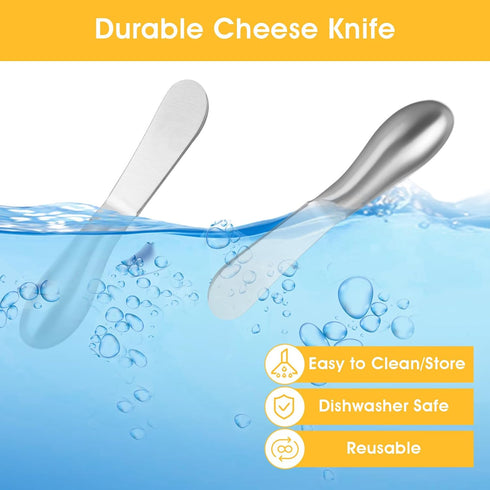 2 Pcs Butter Knife Little Cheese Spreader Knives Stainless Steel Spreader Knife Set Cocktail Knives for Condiments Cheese Charcuterie Board Jam Pa...