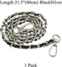 HAHIYO Mini Purse Chain Strap Slim Wide 8mm for LV Length 31.5 inches Extra Thick 4.5mm Black Leather Silver Hardware for Shoulder Cross Body Slin...