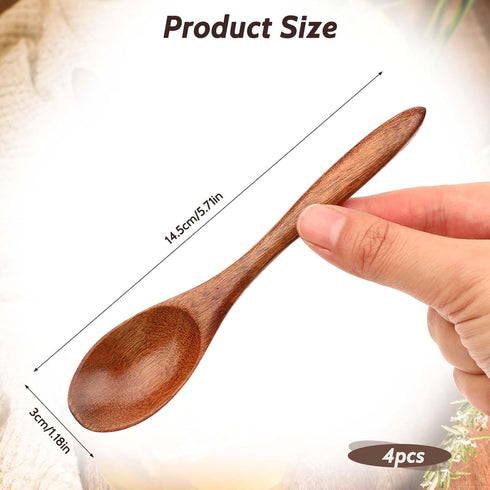 4 Pcs Small Wooden Spoons, 5.9 Inch Honey Spoon for Tea, Wooden Spoons For Eating, Mini Wood Serving Spoons for Coffee Tea Jar Condiment...