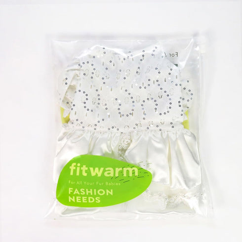 Fitwarm Fancy Dog Tutu Dress, Sparkly Sequin Dog Clothes for Small Dogs Girl, Formal Pet Wedding Attire, Cat Bridal Outfit, Pearl White, Small...