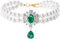 2 Row Pearls Collar for Cats Pearl Dog Collar Rhinestone Necklaces for Small Dogs Collar Accessories Cat Pearl Collar (Small, Emerald)...