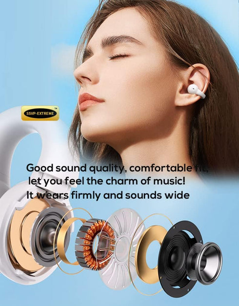 Ear-Clip Bone Conduction Headphones Bluetooth 5.3 Open Ear Clip on Headphone Clip Type Bluetooth Earphones Wireless In Ear Earbuds Bluetooth Heads...