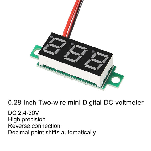 4PCS 0.28 Inch Two-Wire DC LED Digital Voltmeter 2.5V-30V Mini Digital Voltmeter Mix 4 Colors- Red/Green/ Blue/Yellow...