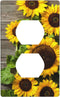 Farmhouse Sunflower Outlet Covers Wall Plate Rustic Wood Pattern Decorative Switch Plates 1 Gang Single Duplex Receptacle Cover for Electrical Out...