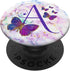 Purple Butterfly Letter A Initial Personalized Monogram PopSockets Adhesive PopGrip...