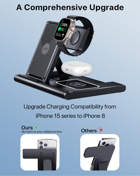 Wireless Charger, 3 in 1 Wireless Charging Station for Multiple Devices,Wireless Charging Stand for iPhone15 14 13 12 11 Series, airpod Pro 3 2 & ...