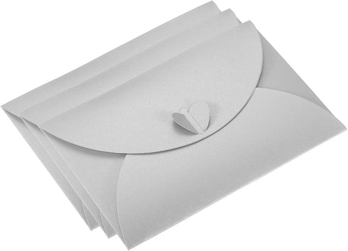 PATIKIL Gift Card Envelopes, 50 Pack Heart Shaped Clasp Photo Gift Card Holders Mini Envelope for Birthdays Weddings, Silver...