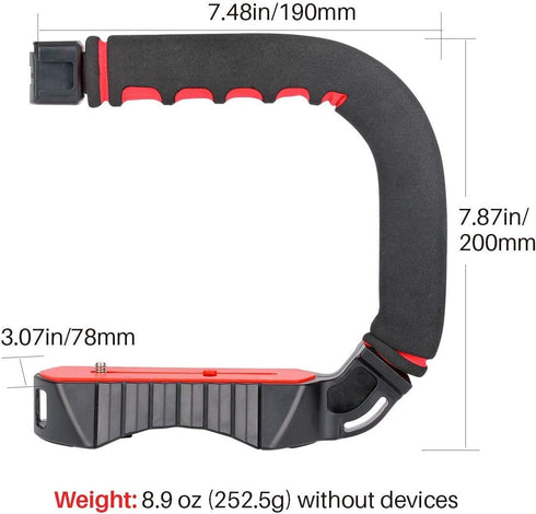 ULANZI U-Grip Pro Handheld Video Rig Steadicam with Triple Cold Shoe, Stabilizing Handle Grip Compatible for iPhone 13 12 Pro Max Xs 8 7 plus GoPr...