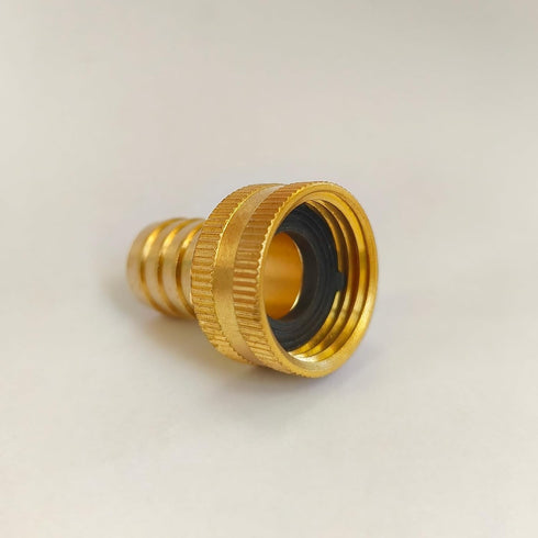 2Pcs 3/4" Barb x 3/4" Female GHT Thread Swivel Hex Brass Garden Water Hose Pipe Connector Copper Fitting with Stainless Clamp House/Boat/Lawn/Powe...