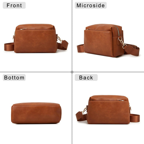 HUA ANGEL Small Crossbody Bags for Women Leather Cellphone Shoulder Handbags Triple Zip Satchel Purse with Adjustable Strap...