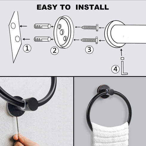 Cilee Oil Rubbed Bronze Towel Ring for Bathroom?Bath Towel Ring, Bathroom Hardware Accessories?Hand Towel Holder SUS304 Stainless Steel Bathroom T...