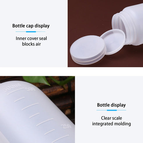 Bettomshin 2Pcs 500ml PE Plastic(Food Grade) Bottles, Wide Mouth Lab Reagent Bottle, Liquid/Solid Sample Seal Sample Storage Container with Gradua...