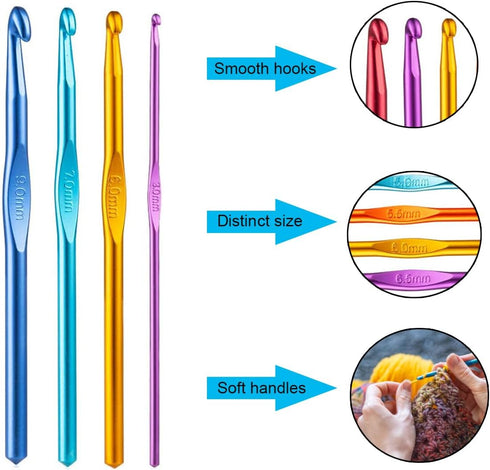 Weabetfu Aluminum Crochet Hook,Knitting Needles Crochet Needles for Knitting Craft Yarn,Crochet Hooks Size B,2mm-New......
