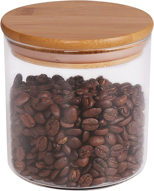 18 Oz/550 ML Glass Jar with Lid, Clear Thickened Version Glass Storage Containers with Sealed Bamboo Lid, For Coffee, Sugar, Spices, Tea, Beans, C...