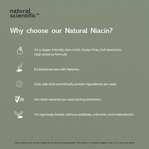 Vitamin B3 (Niacin) Supplement 200mg - from Organic Guava and Tulsi - 45 Capsules, 15-Day Supply - for Women and Men...