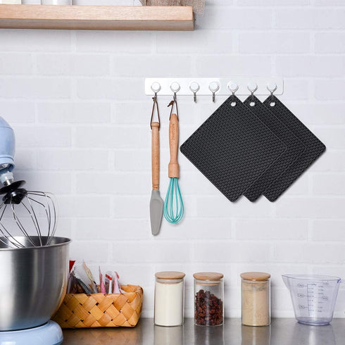 Silicone Trivet Mats Hot Mat - Hot Pads Robust Non Slip Coasters Heat Resistant Mats (Black)...