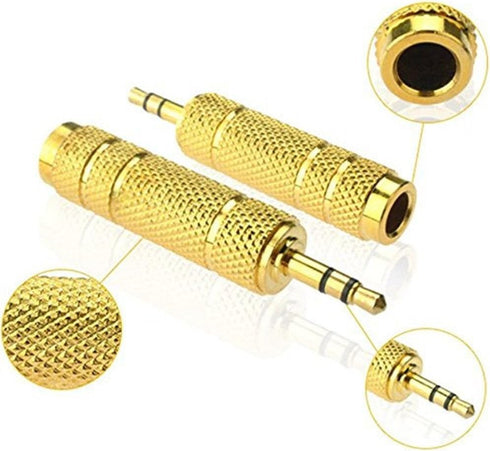 Nightwolf ® 2 Pcs Gold Plated 3.5mm 1/8 Inch Socket to 6.35mm 1/4 inch Male to Female Stereo Audio Jack Headphone Adaptor......