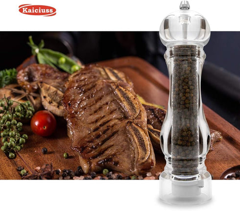 Salt Pepper Grinder Mill Arcylic,the Best Peppercorn Grinder with Adjustable Mill-Clear...