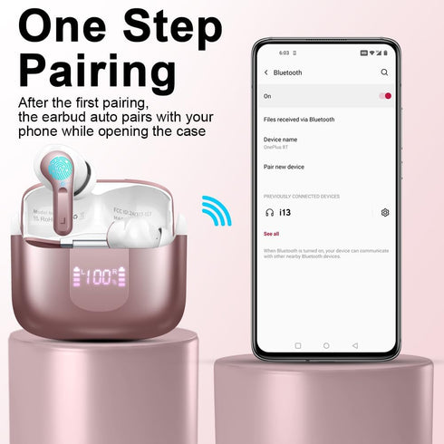 Wireless Earbud, Bluetooth Headphones 5.3 NEW 40H Ear Buds Bass Stereo Earphones Noise Cancelling Earbud with 4 ENC Mic, in-Ear Bluetooth Earbud U...