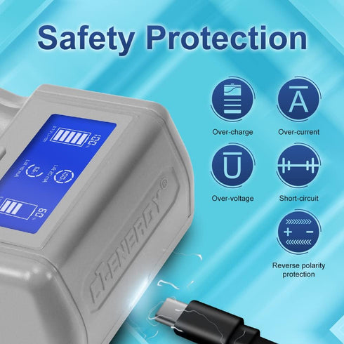 Rechargeable Batteries Charger AA AAA C with Smart LCD Display,Universal Battery Charger Lithium/Ni-Mh/Ni-Cd Rechargeable Coin Battery Charger Lir...