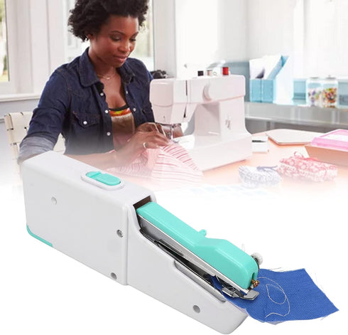 Blue Handheld Sewing Machine, Quick Fix Stitch Hand Sewing Machine, Mini Portable Cordless Sewing Machine, Ergonomic Design for DIY Creations, Sew...