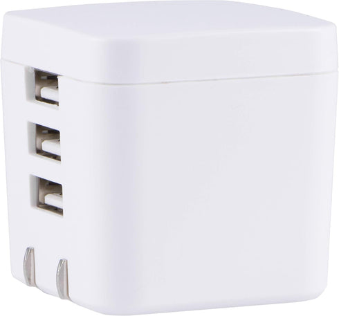 UltraPro GE Pro 3-Port USB Charger, Foldable Plug, for iPhone 13/12/11/Pro/Pro Max/Mini, iPad Pro, Samsung Galaxy S21, Google Pixel 6, White, 3634...