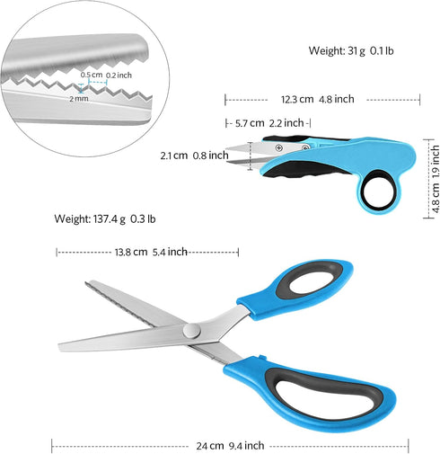 Pinking Shears, Professional Zig Zag Scissors, Pinking Scissors with Rubber Grips and Ultra-Sharp Blade, Great for Many Kinds of Fabrics and Paper...