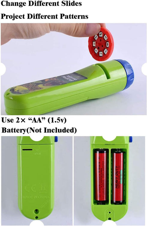 Georgie Porgy Children Projector Toys Educational Science Set Wall Ceiling Tent Torch Toddler Flashlight for Kids Gifts for Boys Girls (Dinosaur)...