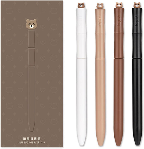 4 Pcs Cute Gel Pens Cute Bear Black Ink Pens 0.5mm Fine Point Smooth Writing Pens Office School Supplies Women Girls Boys Men (4Pcs Bear)...