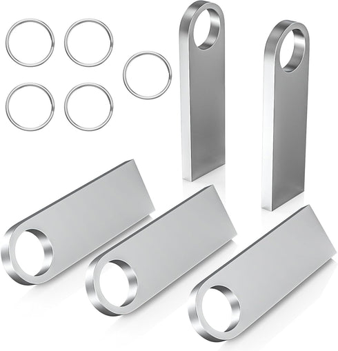 ABLAZE 8GB Flash Drive 5 Pack, Metal USB 2.0 Thumb Drives with Keychains USB Stick Pendrive (Sliver)...
